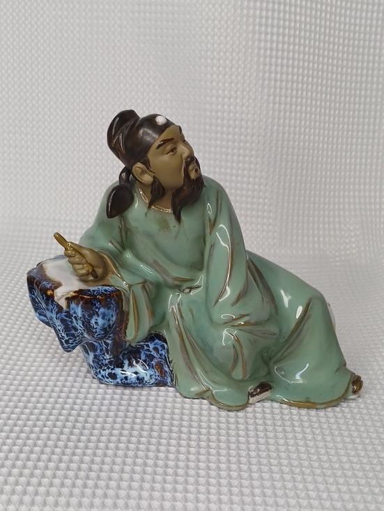 Shiwan Other - Vintage Chinese Shiwan Mudman Ceramic Li Bai Scholar Figurine